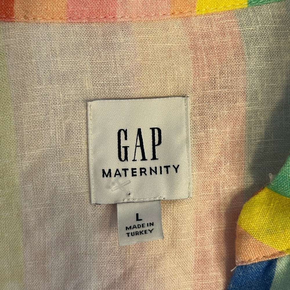 NWT GAP Maternity Striped Linen Button Down Shirt - Picture 2 of 6